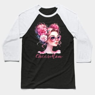 Cheer Mom Cheerleader Mama Life Messy Bun Mother's Day Baseball T-Shirt